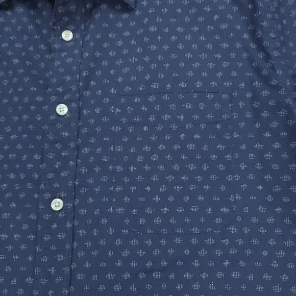 NEW Faherty Short Sleeve Movement Shirt Navy Dusk Diamond Minimal Beachy Indie
